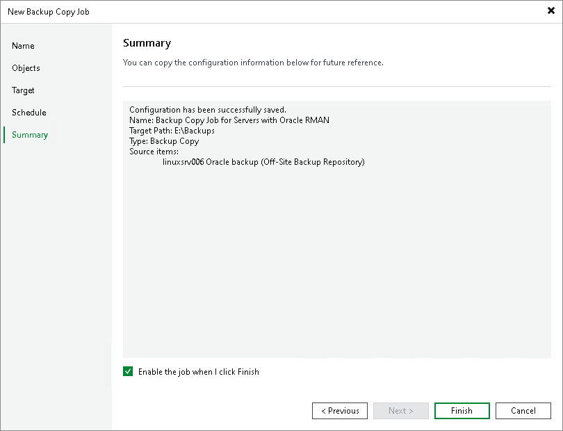 Step 7. Review Backup Copy Job Settings