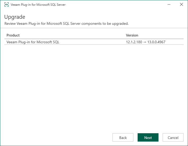 Upgrading Veeam Plug-In for Microsoft SQL Server