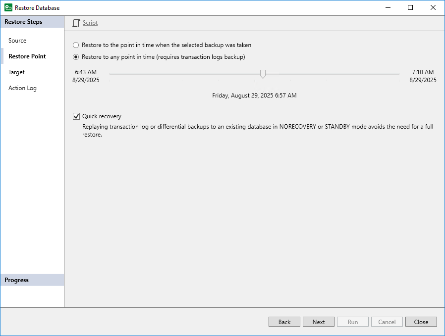 Step 3. Specify Point in Time