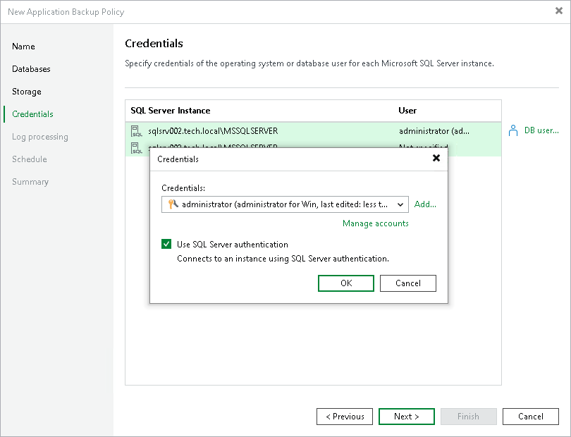 Step 6. Specify Credentials