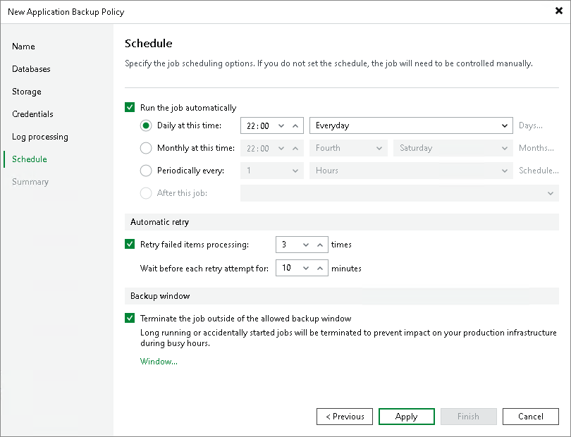 Step 8. Specify Policy Schedule