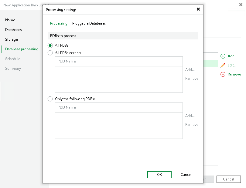 Pluggable Database Settings
