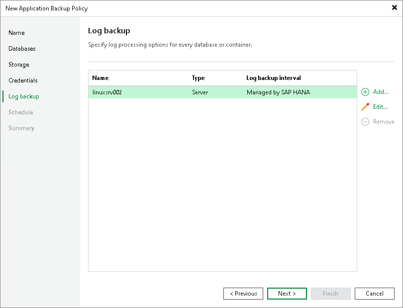 Step 7. Specify Log Backup Settings