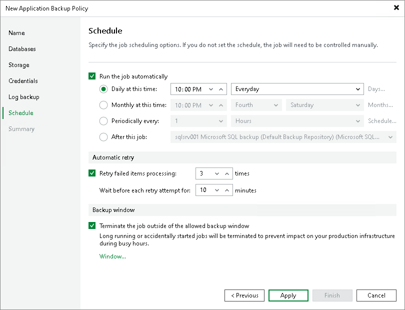 Step 8. Specify Policy Schedule