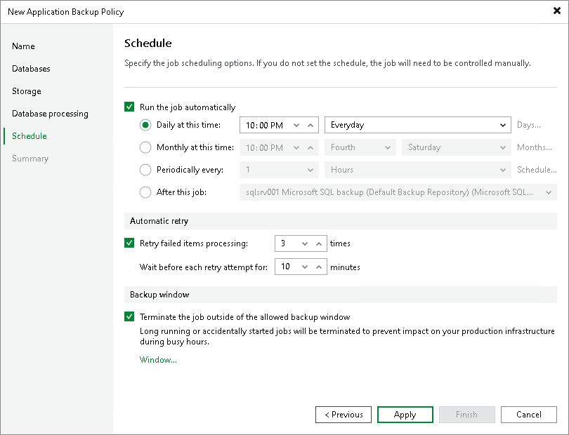 Step 7. Specify Policy Schedule