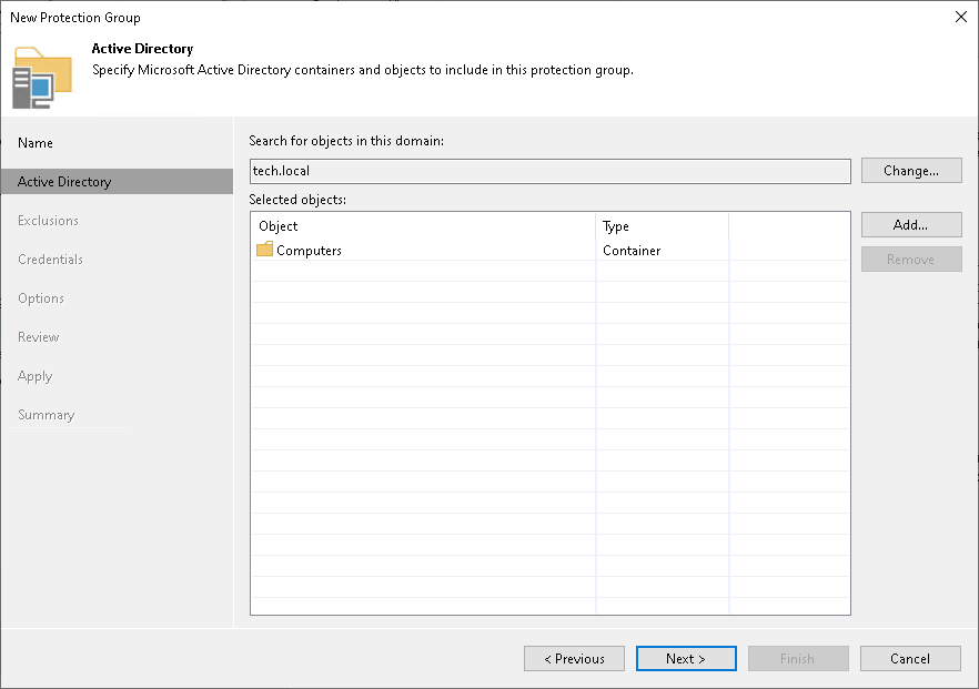 Step 3. Specify Active Directory Objects 