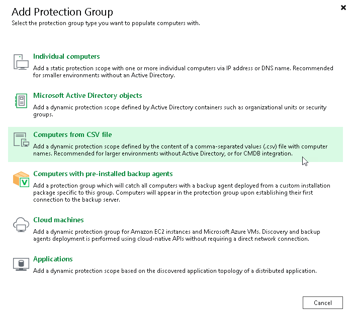 Step 1. Launch New Protection Group Wizard