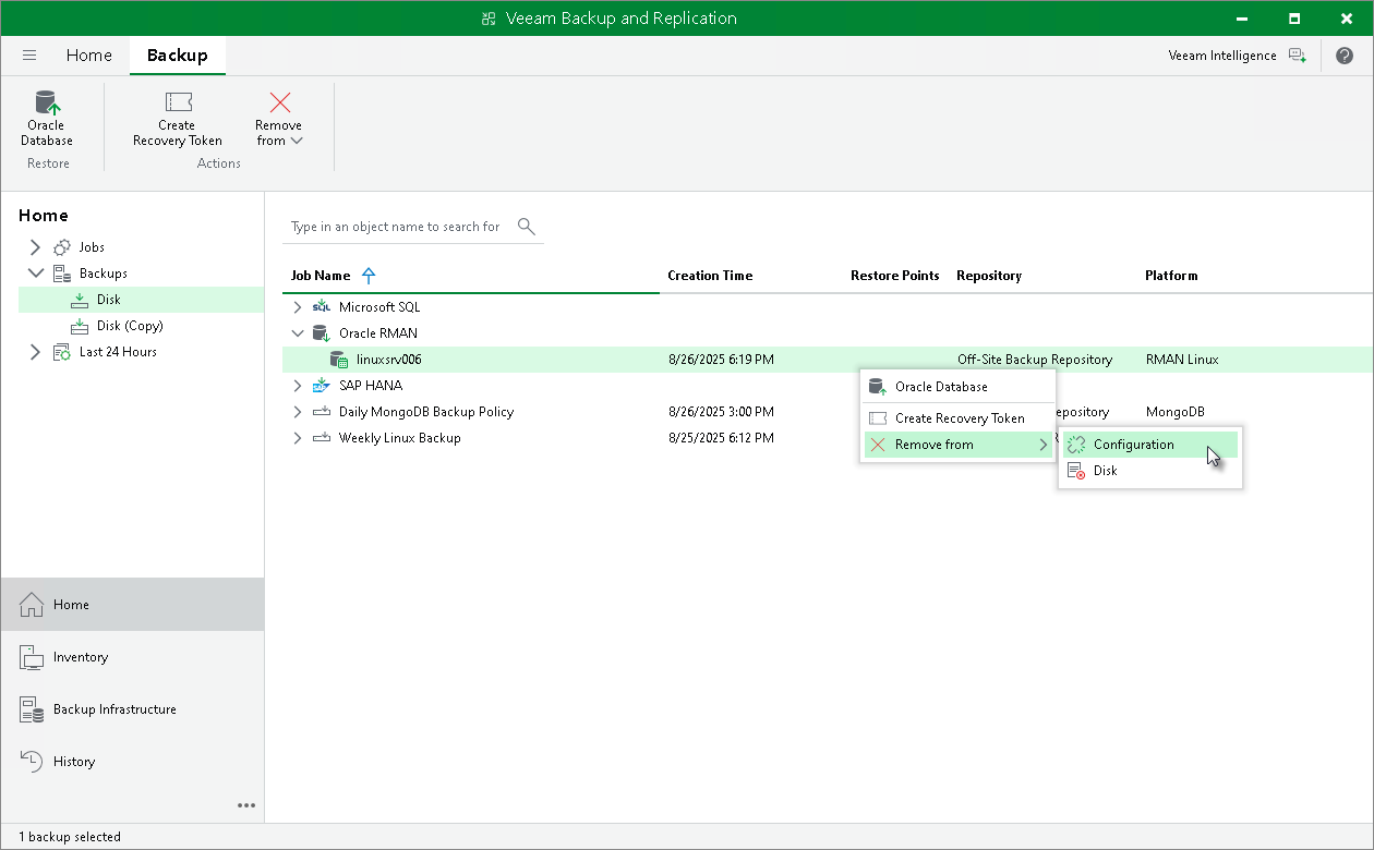 Remove from Configuration