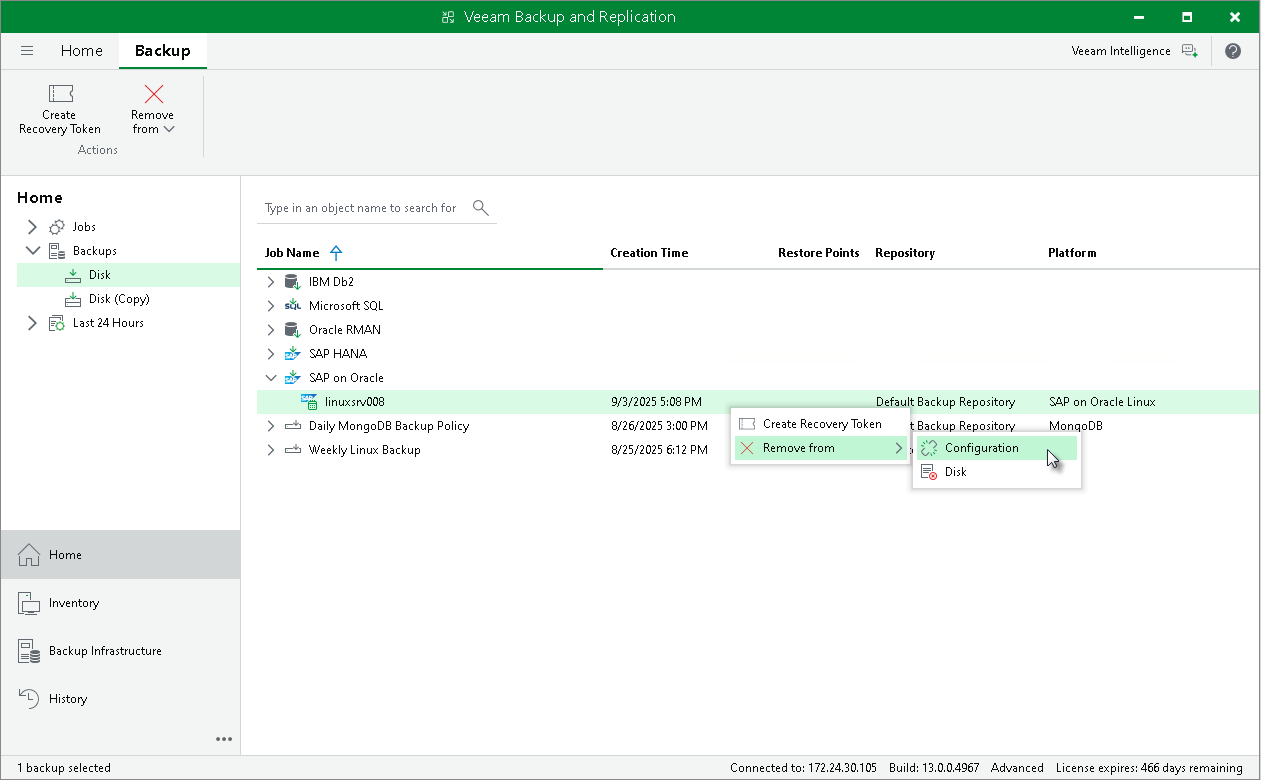 Remove from Configuration