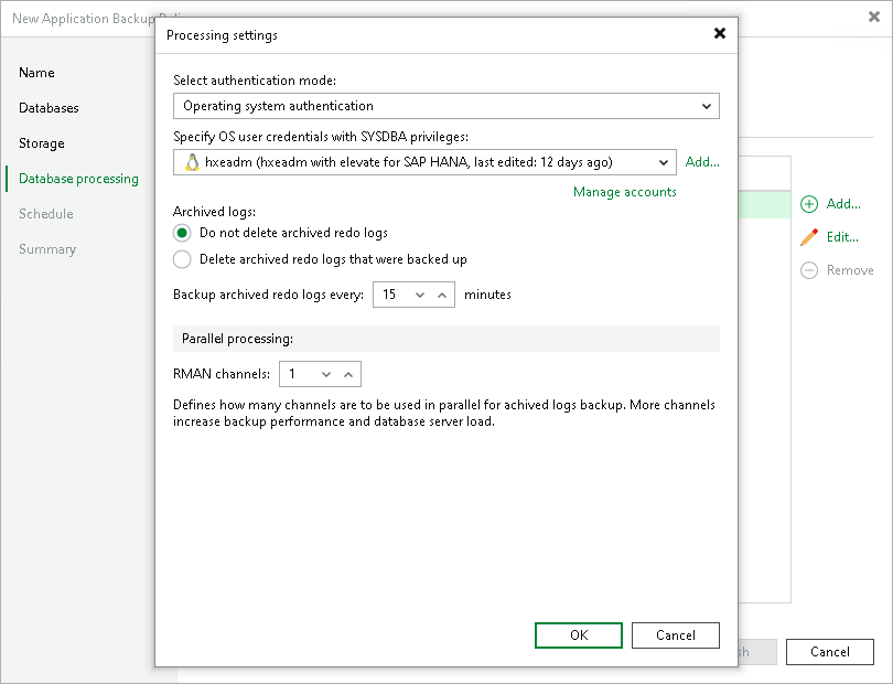 Processing Settings