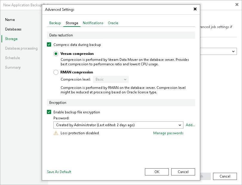 Storage Settings