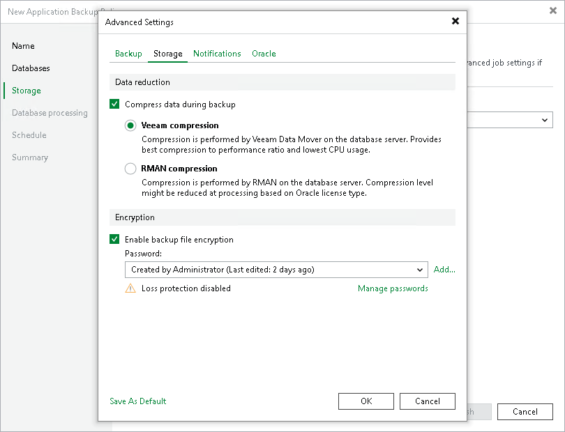 Storage Settings