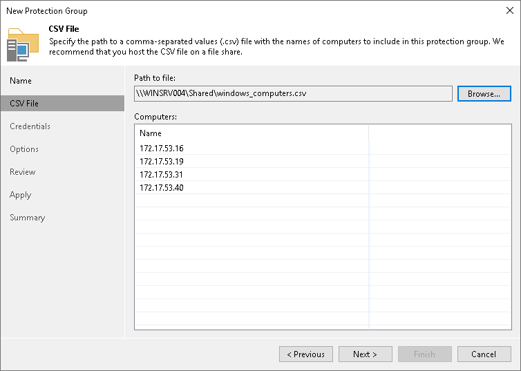 Step 3. Specify CSV File