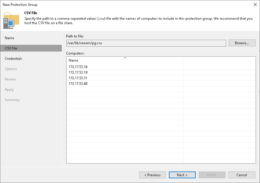 Step 3. Specify CSV File