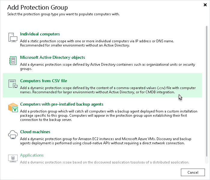 Step 1. Launch New Protection Group Wizard