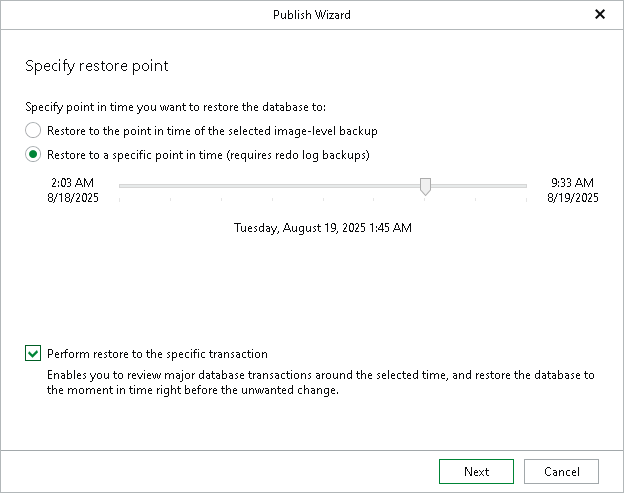 Specifying Restore Point