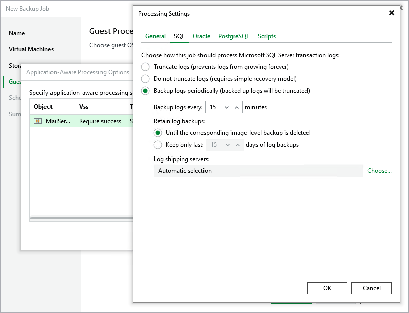 Microsoft SQL Server Transaction Log Settings