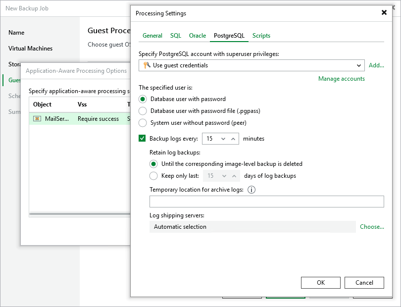 PostgreSQL WAL Files Settings