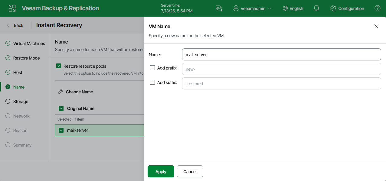 Step 5. Specify VM Name