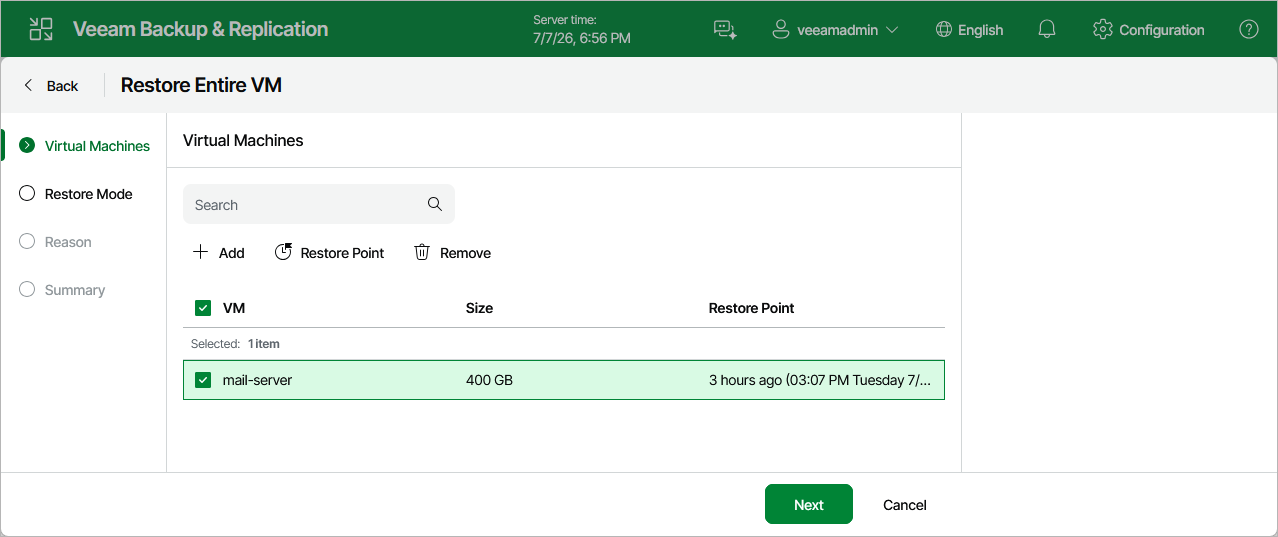 Step 2. Select Restore Point