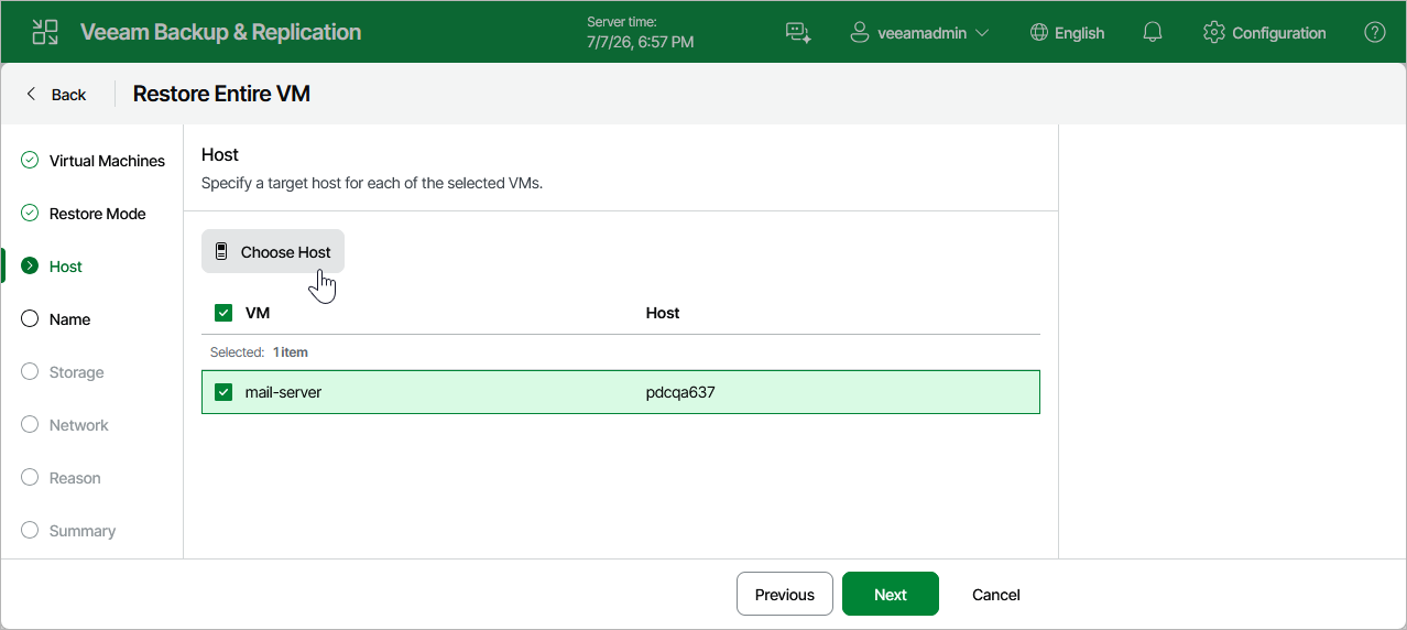 Step 4. Specify Target Host