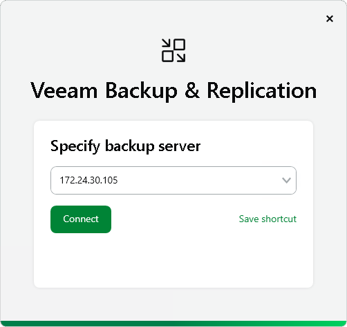 Logging in to Veeam Backup & Replication