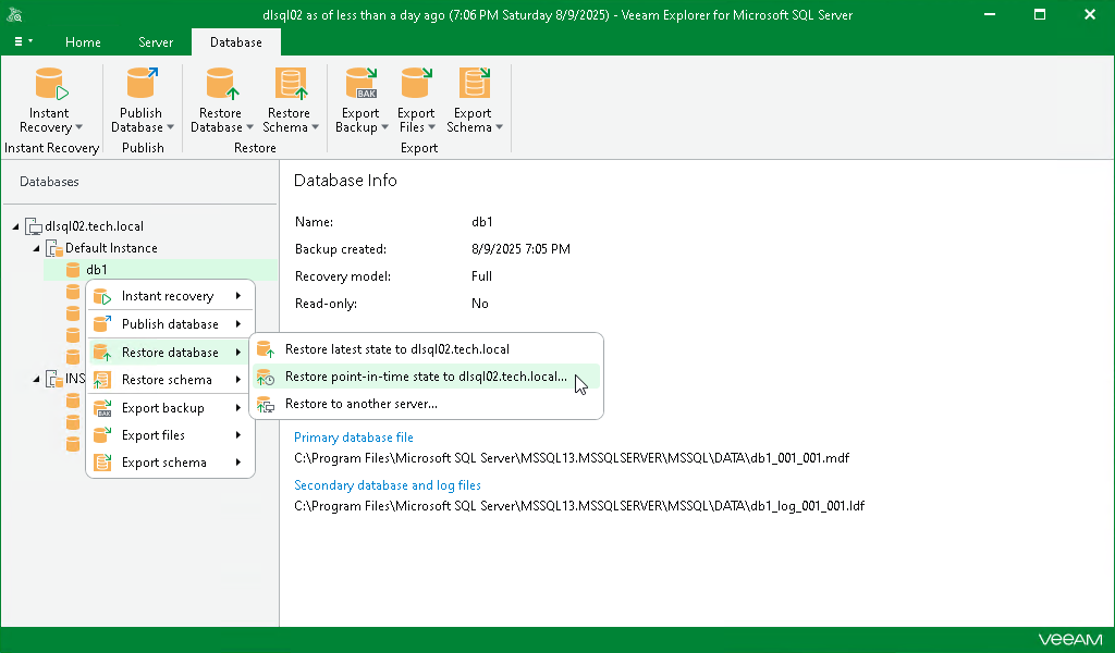 Launching Restore Wizard