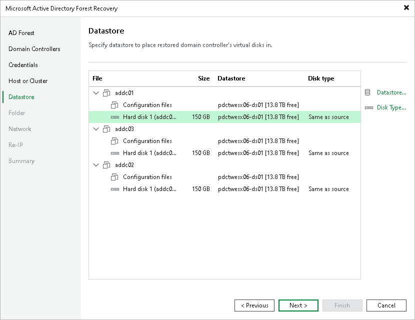 Step 6. Select Datastores