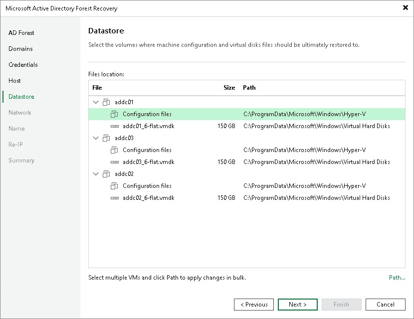 Selecting Datastores for Domain Controller Virtual Disks Step 6. Select Datastores
