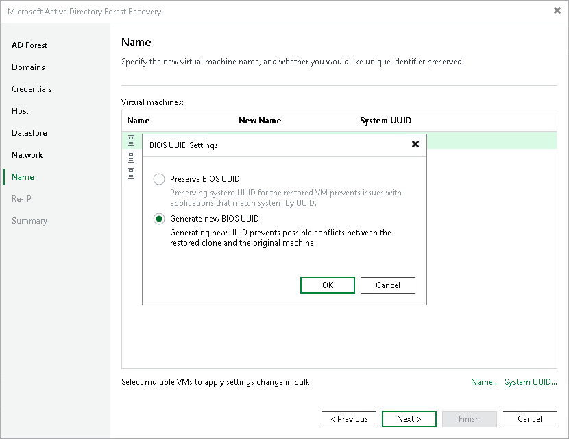 Step 8. Specify VM Names and UUIDs