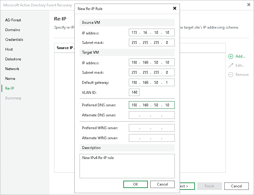 New Re-IP Rule Dialog (IPv4) Step 9. Configure Re-IP Rules