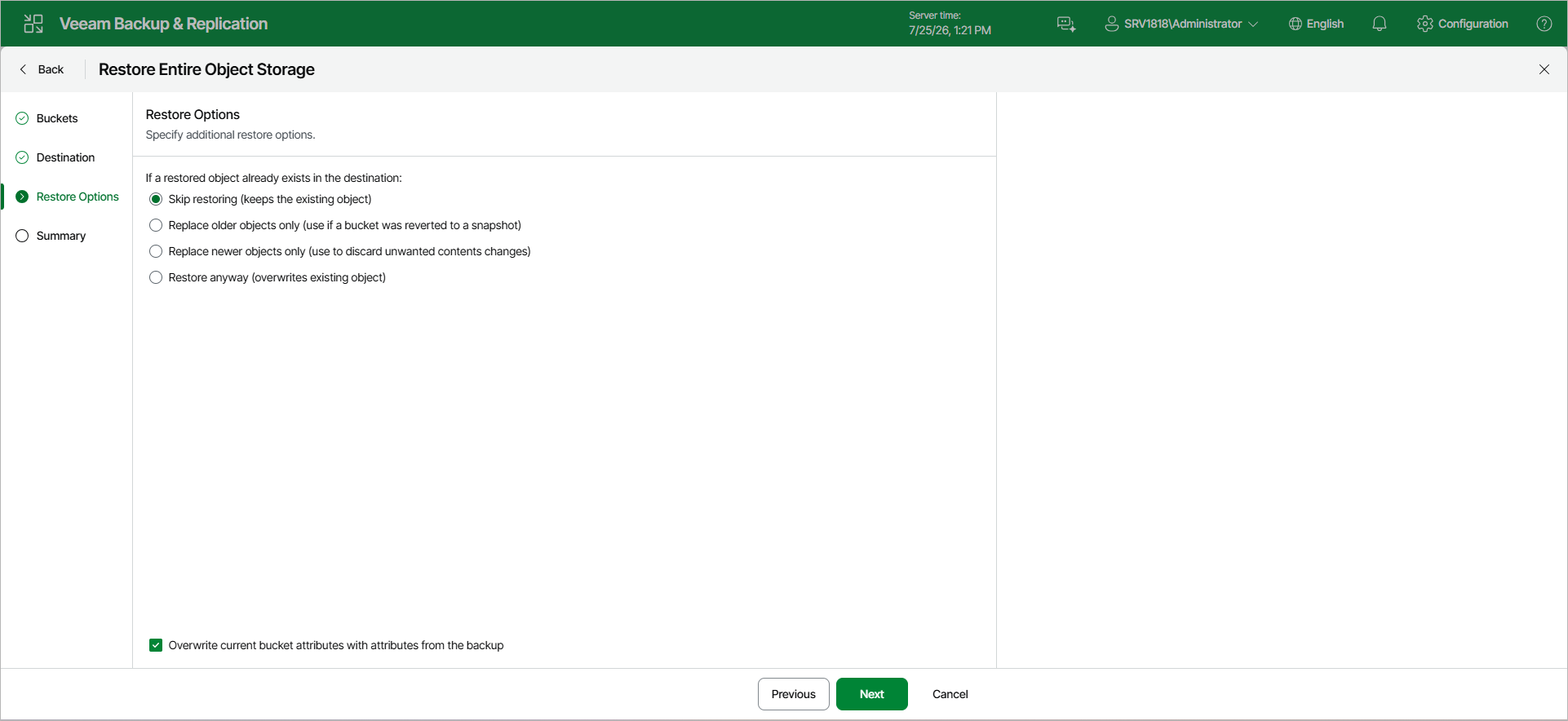 Step 5. Specify Restore Options
