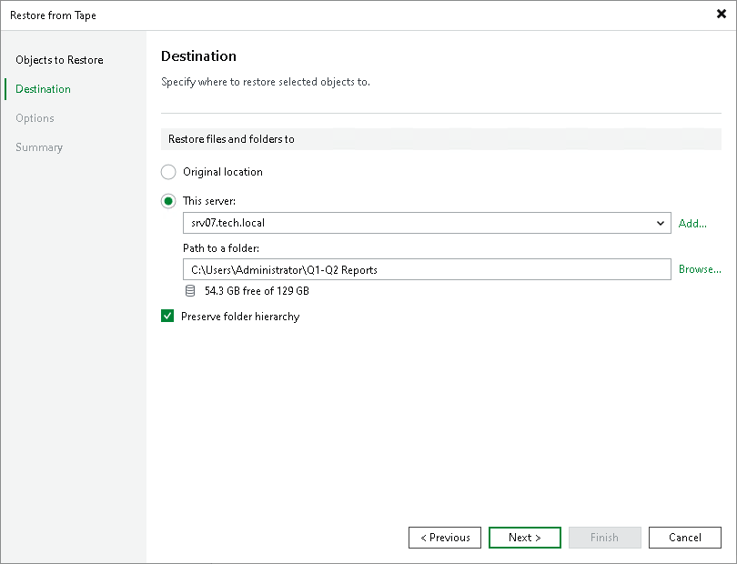 Step 3. Specify Restore Destination