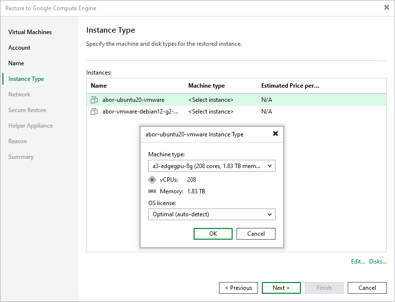 Step 5. Specify Instance Type and Disks