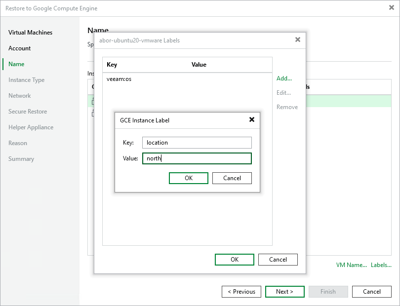Step 4. Specify Name and Labels