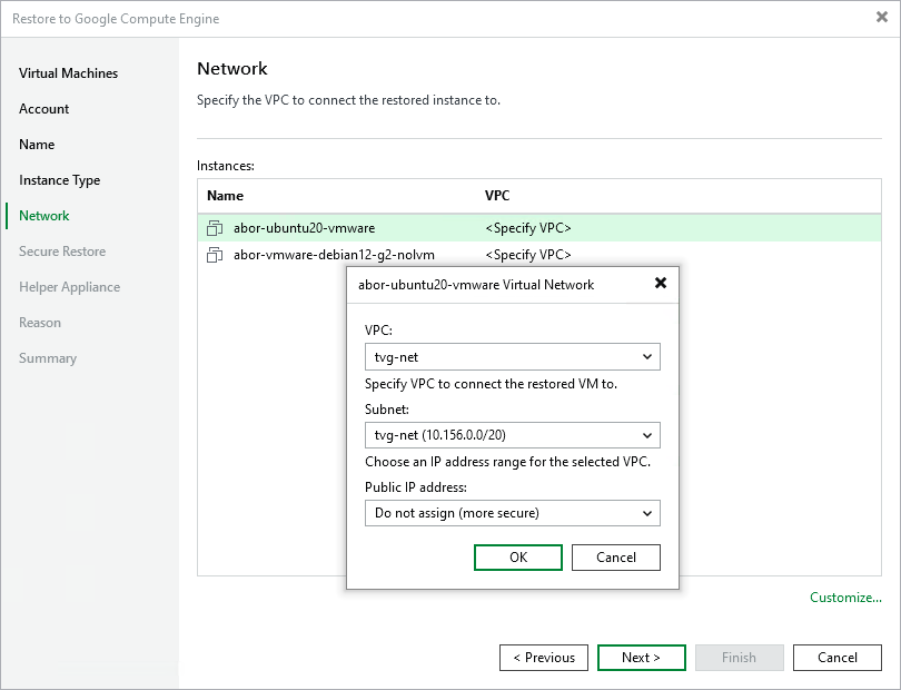 Step 6. Select Google VPC