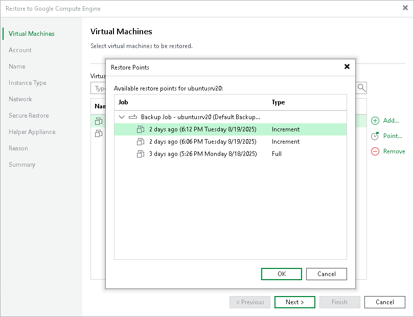 Step 2. Select Workloads and Restore Points