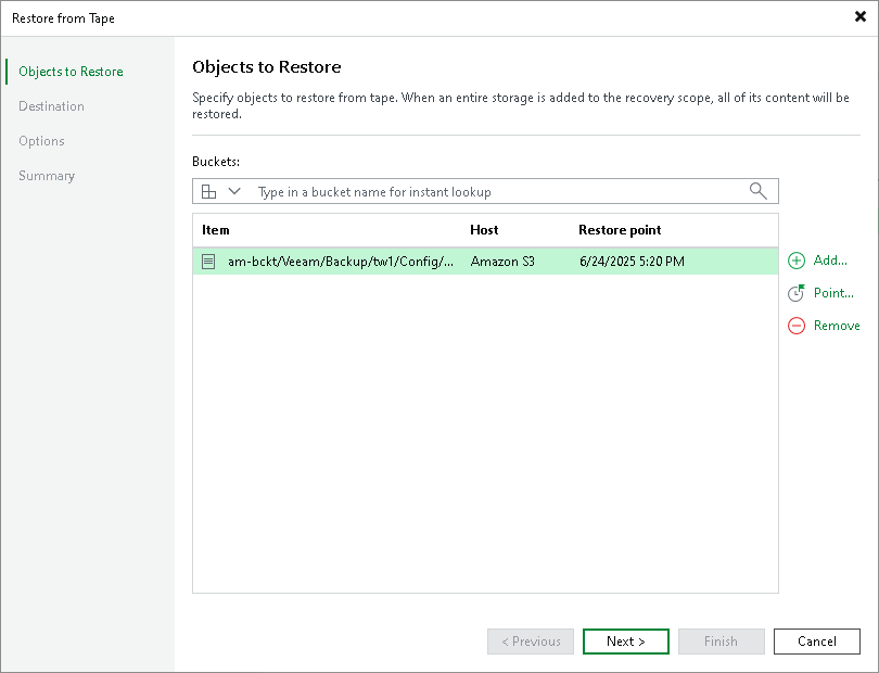 Step 2. Choose Objects to Restore