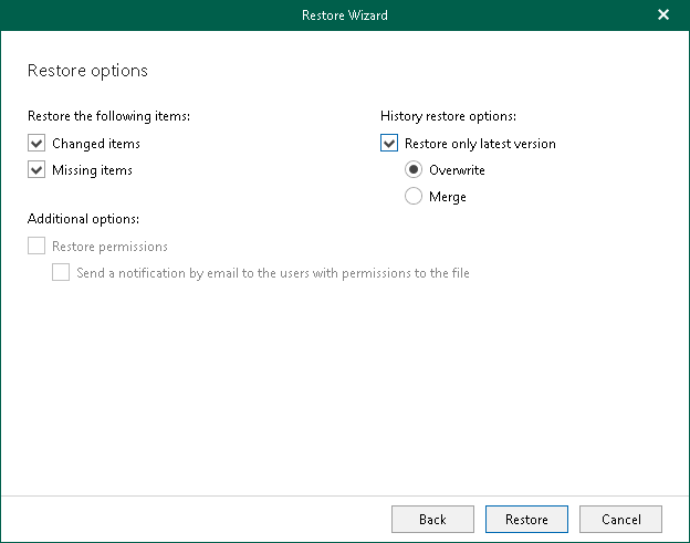 Specify Restore Options