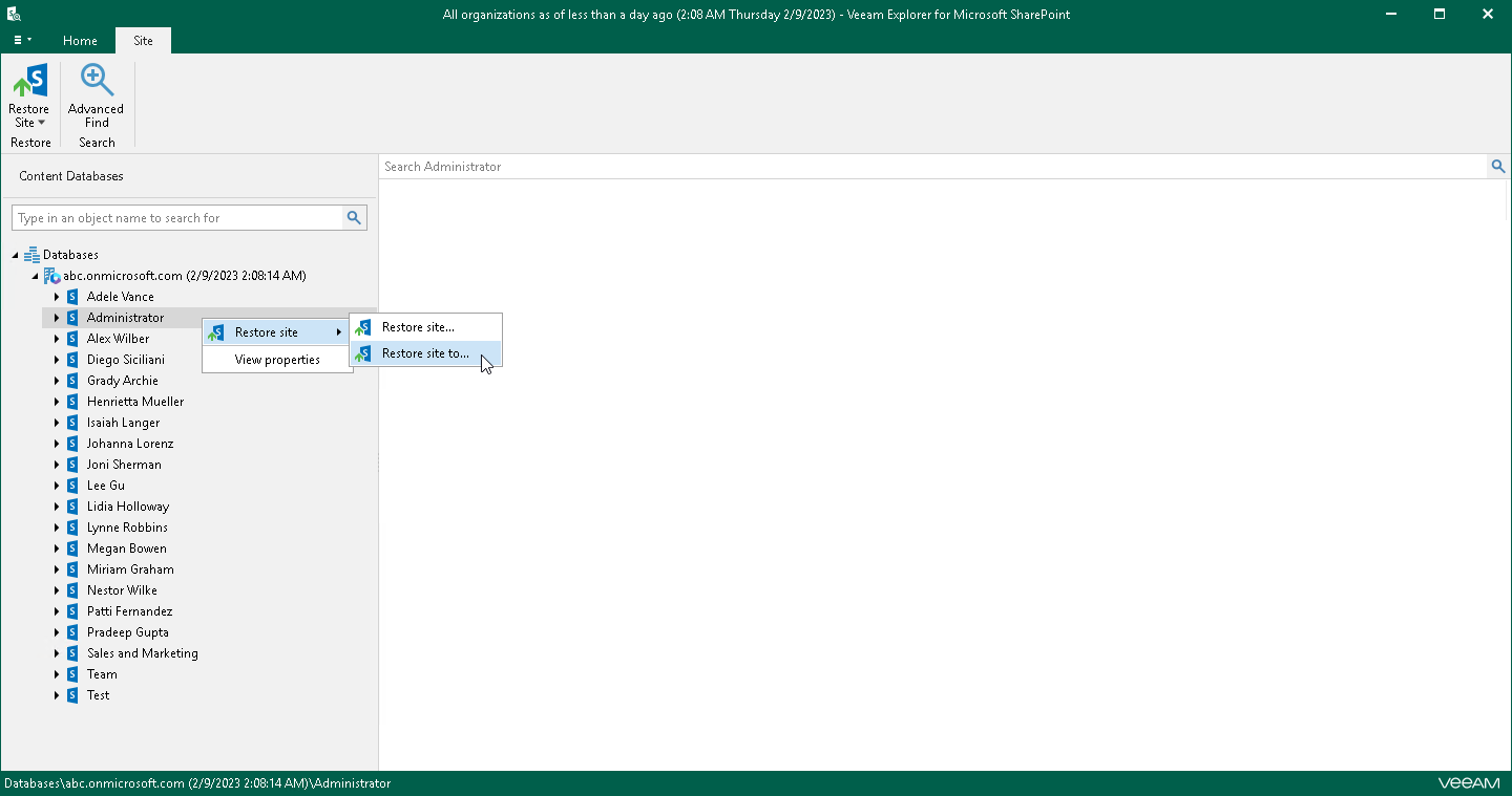 Restoring Microsoft SharePoint Sites