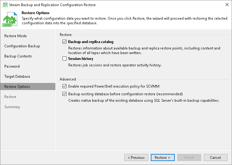 Step 7. Specify Restore Options