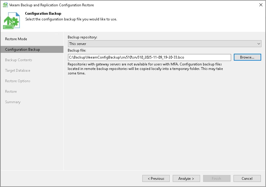 Step 3. Select Configuration Backup
