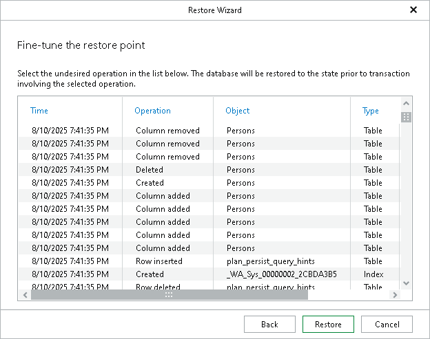 Fine-Tuning Restore Point