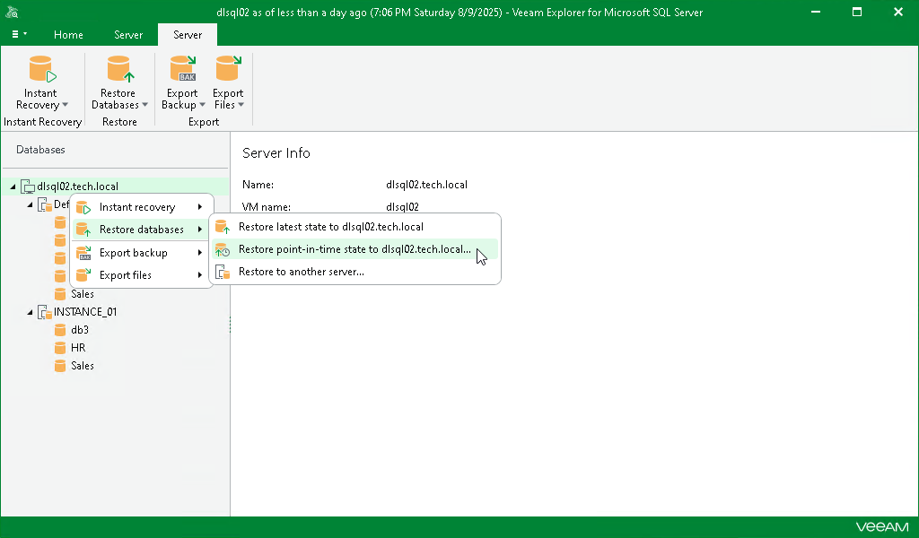 Launching Restore Wizard