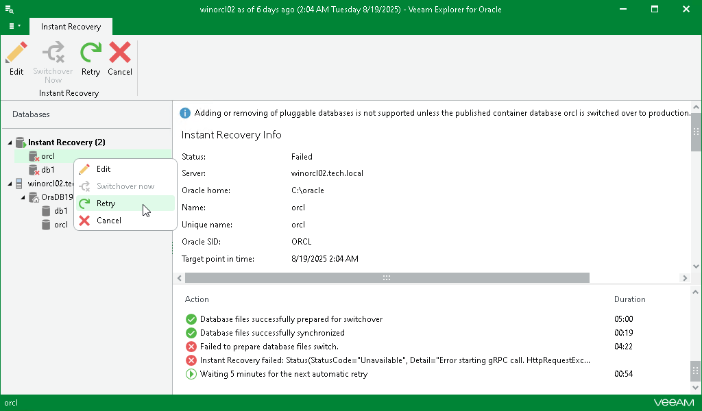 Starting the Retry Process Manually