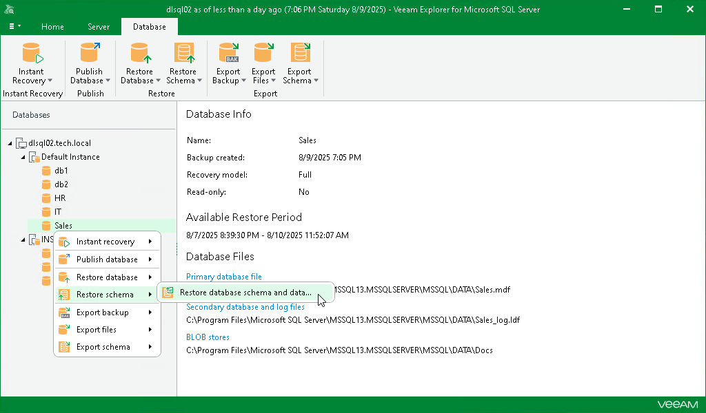 Launching Restore Wizard
