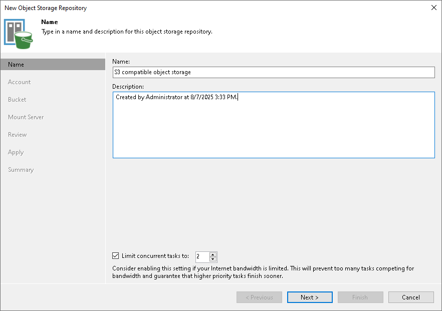 Step 2. Specify Object Storage Name