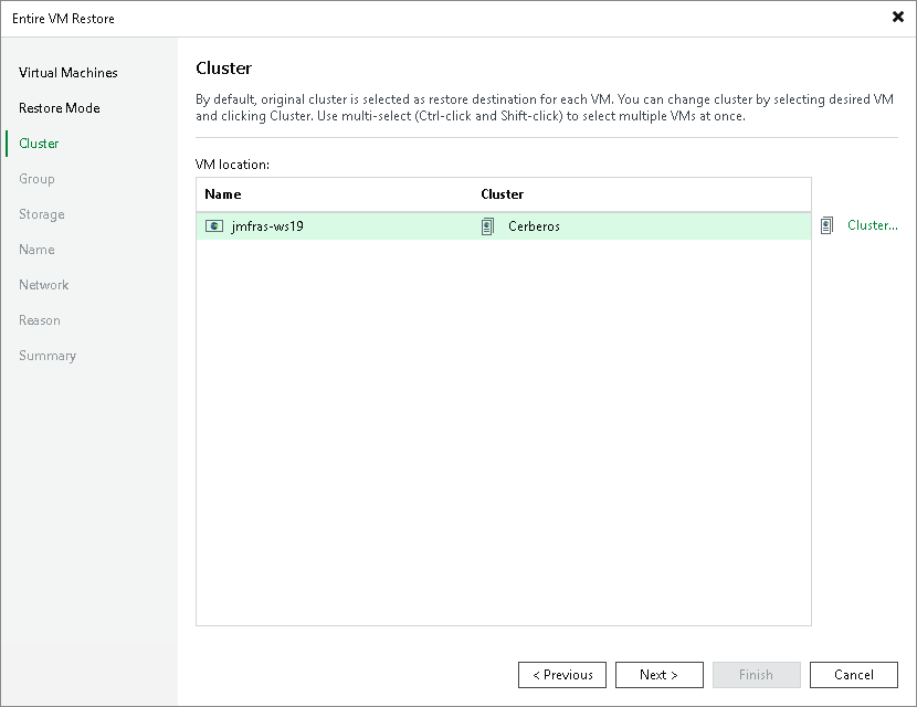 Step 4. Specify Target Cluster