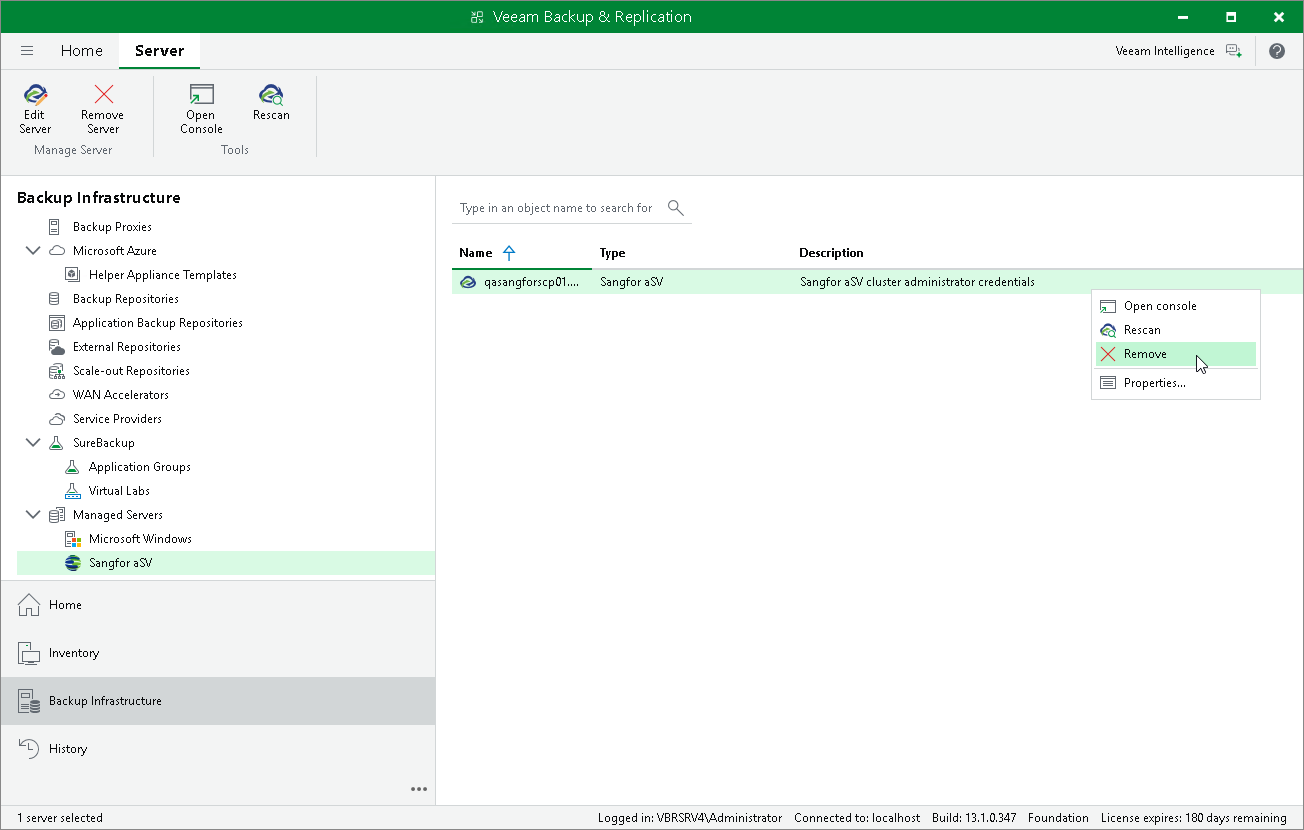 Removing Sangfor aSV Server