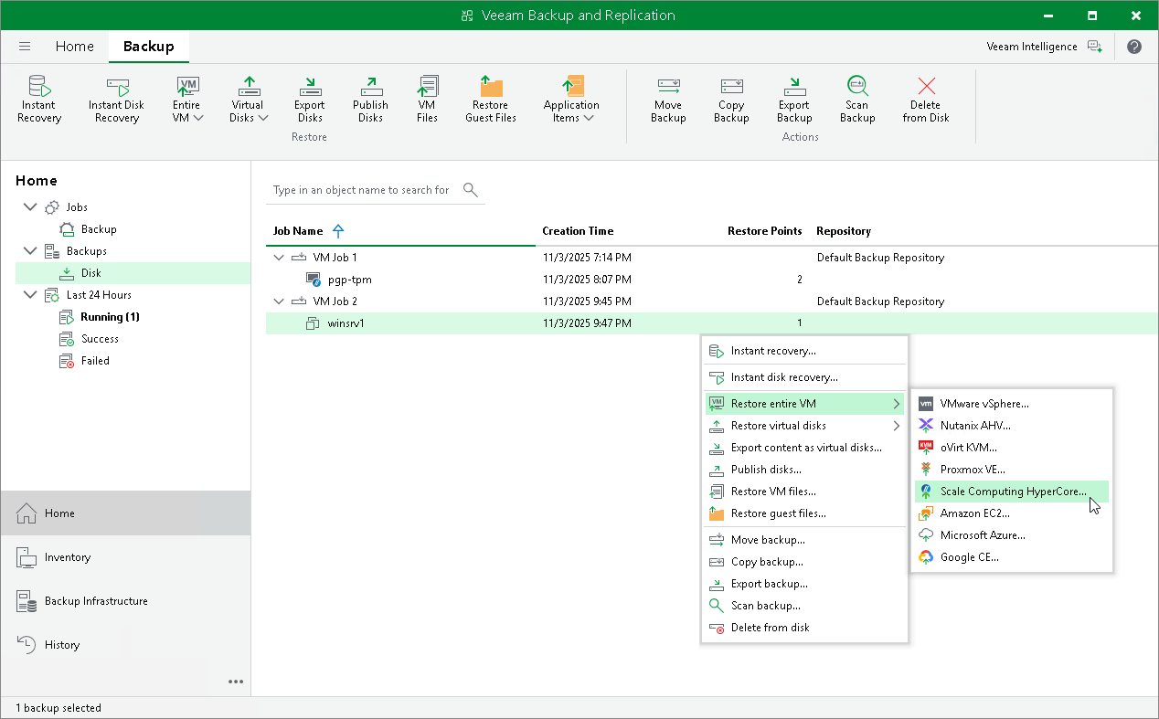 Restore to Scale Computing HyperCore